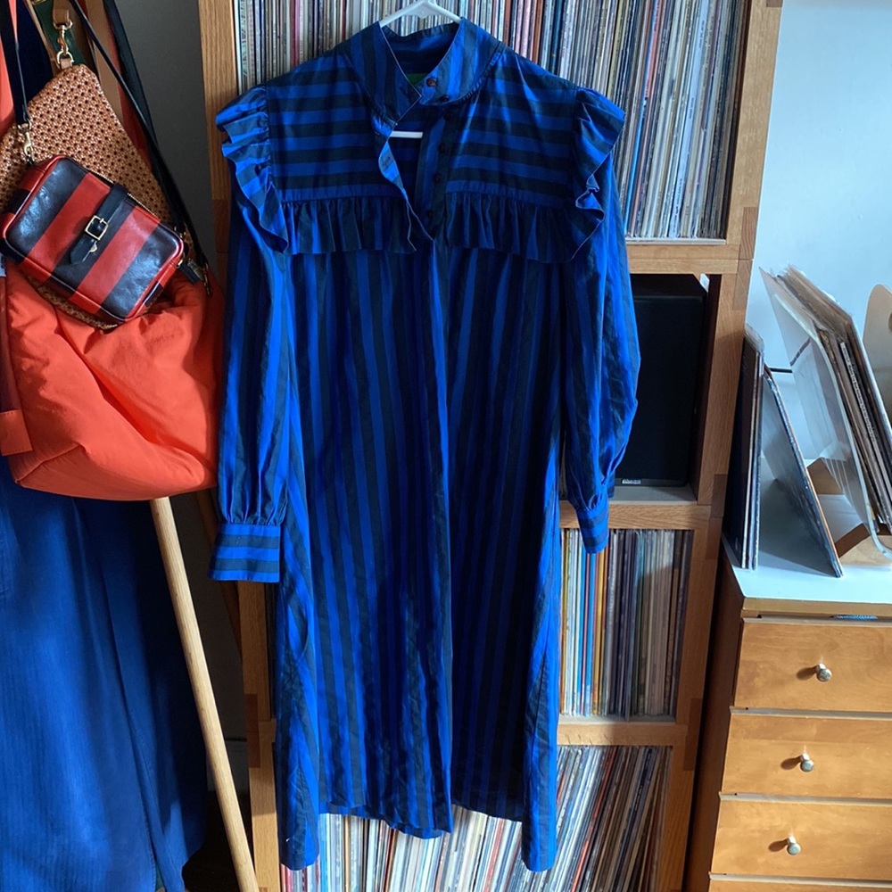 Clare V blue striped dress size S - Picture 1 of 9